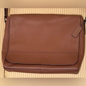 COACH Men's Signature Brown Leather Houston Messenger Bag F68017